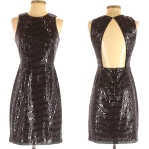 BCBG Maxazria sequin dress Size 4 $298 NWT stripe open back Paillettes Sequin